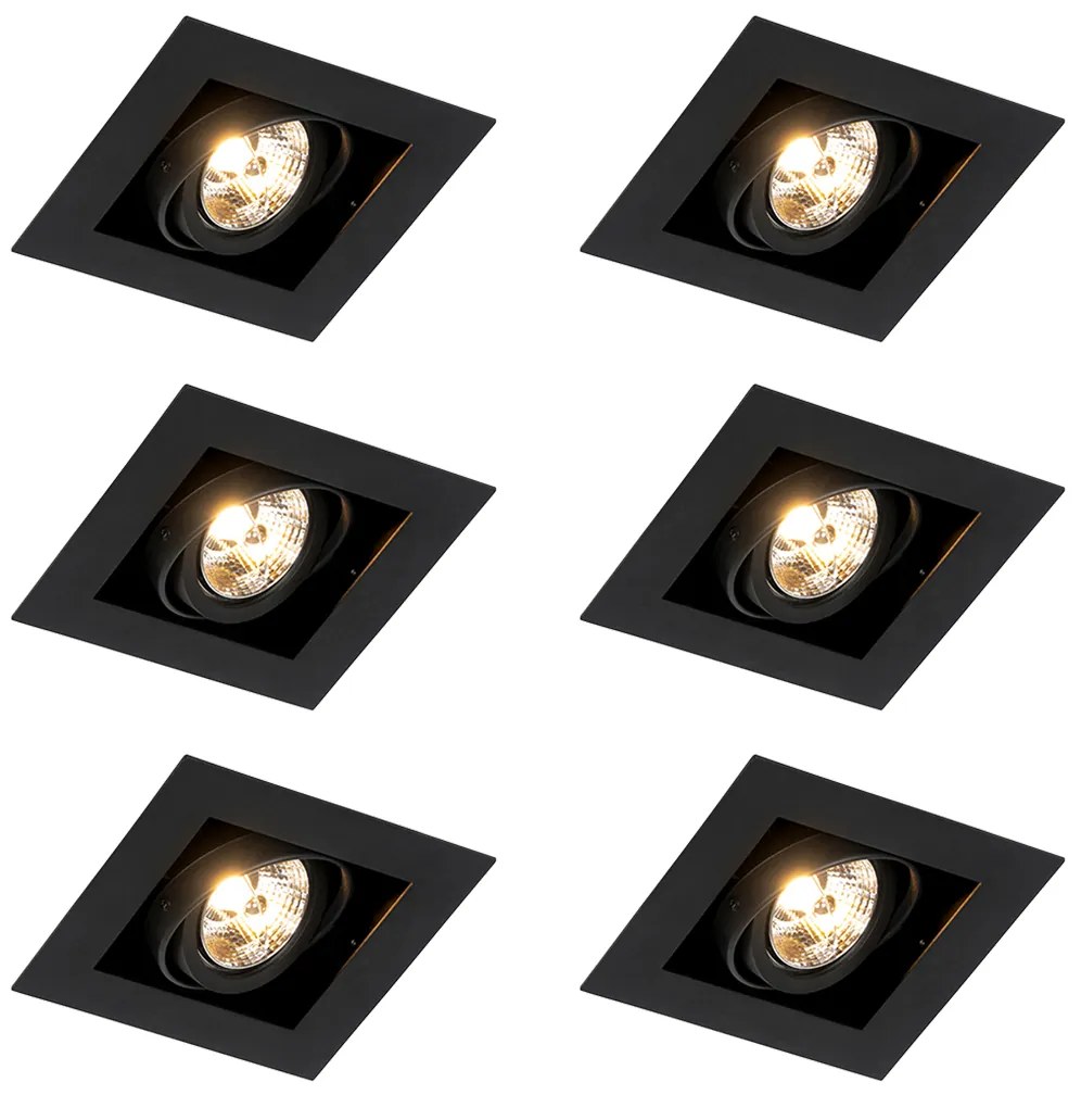 Sada 6 moderných zapustených bodových svetiel čierna nastaviteľná - Oneon 70