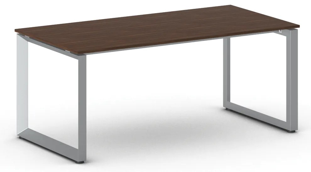 Kancelársky stôl PRIMO INSPIRE, 180x90 cm, sivostrieborná podnož, orech