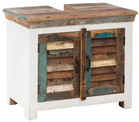 furniture-nabytek.cz - Masívna kúpeľňová skrinka Perth z recyklovaného dreva, lakovaná, biela / farebná