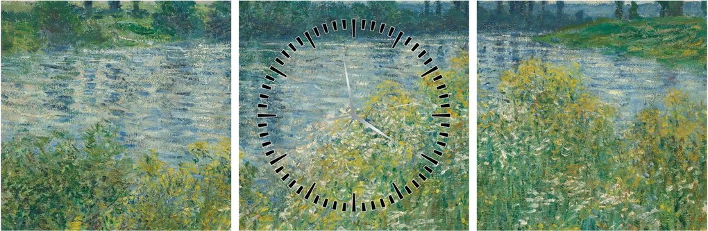 Obraz - Claude Monet, Banks of the Seine, reprodukcia (s hodinami) (90x30 cm)