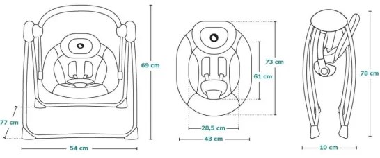 Lionelo - Detské hojdacie kresielko OTTO 4xLR14 Cozy Grey