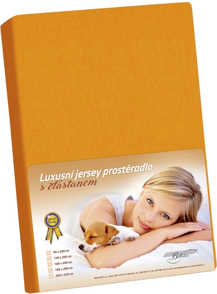 Bellatex Jersey prestieradlo s elastanom oranžová, 90 x 200 cm
