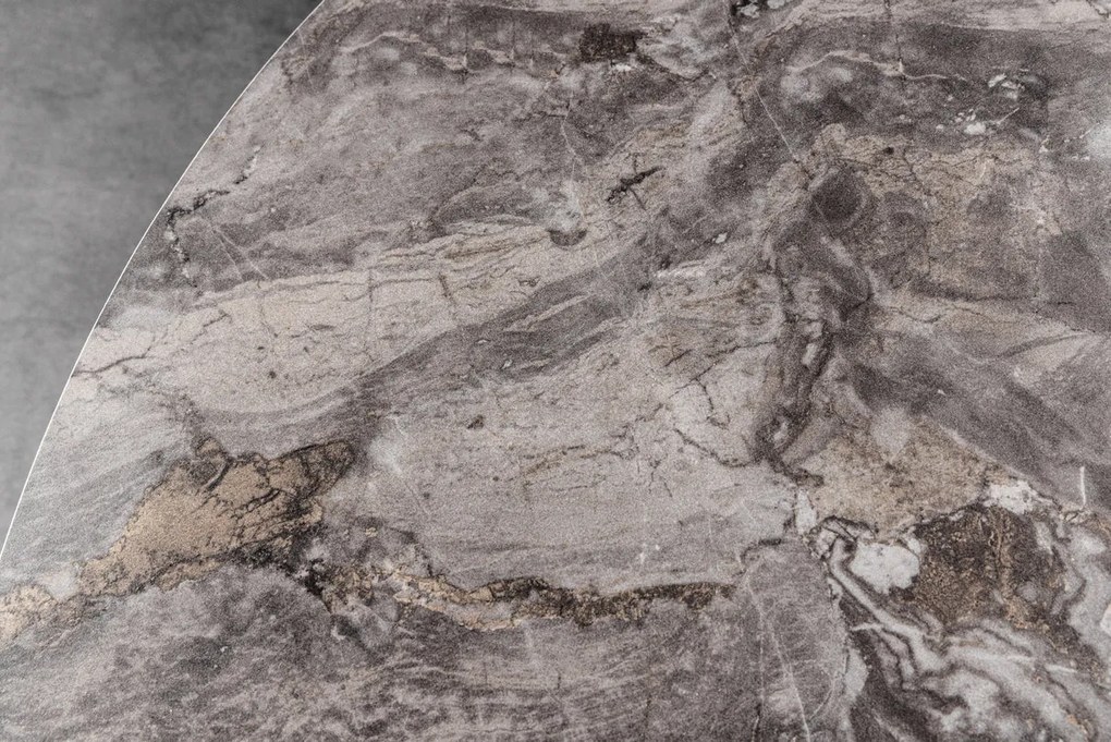 Jedálenský stôl ALPINE – okrúhly, keramická doska, taupe 120 cm, výška 76 cm