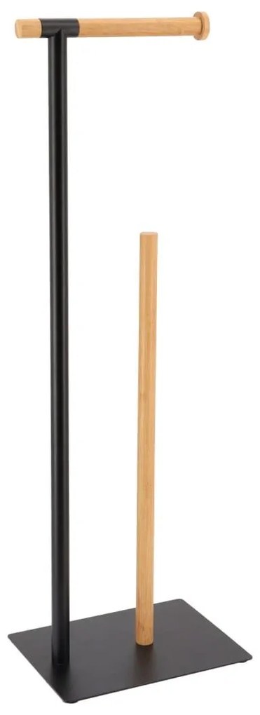 Stojan na toaletný papier Black Bamboo, čierna/s drevenými prvkami