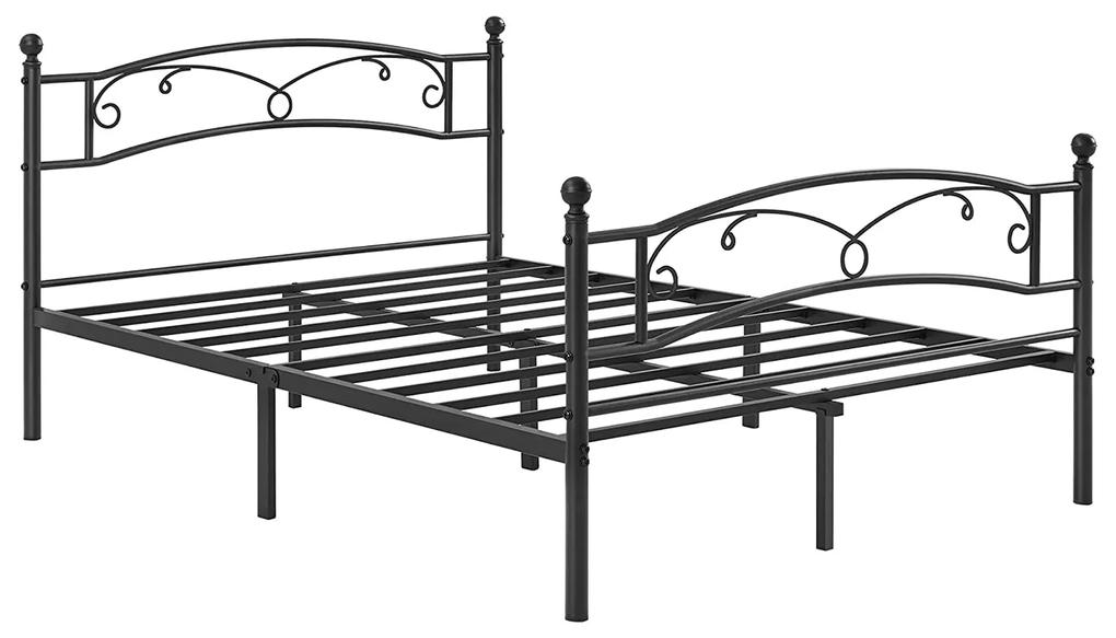 VASAGLE Kovový rám postele, 140 x 190 cm, čierny