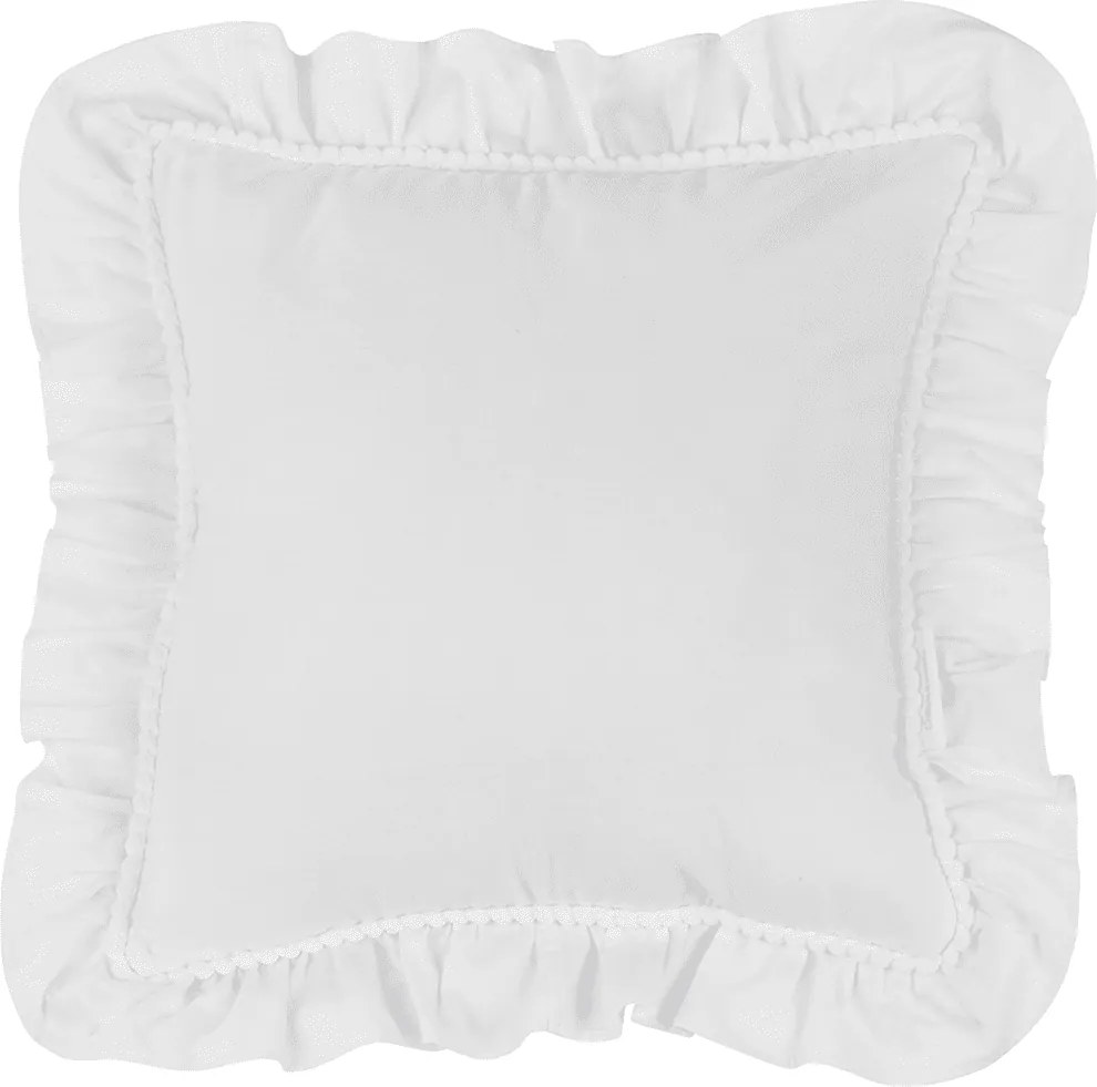 Boho vankúš s volánom a bublinkami biela 40x40cm