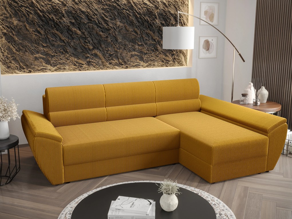 Rohová sedacia súprava Radiant L3 (žltá) (P). Akcia -20%. Vlastná spoľahlivá doprava až k Vám domov. 1057481