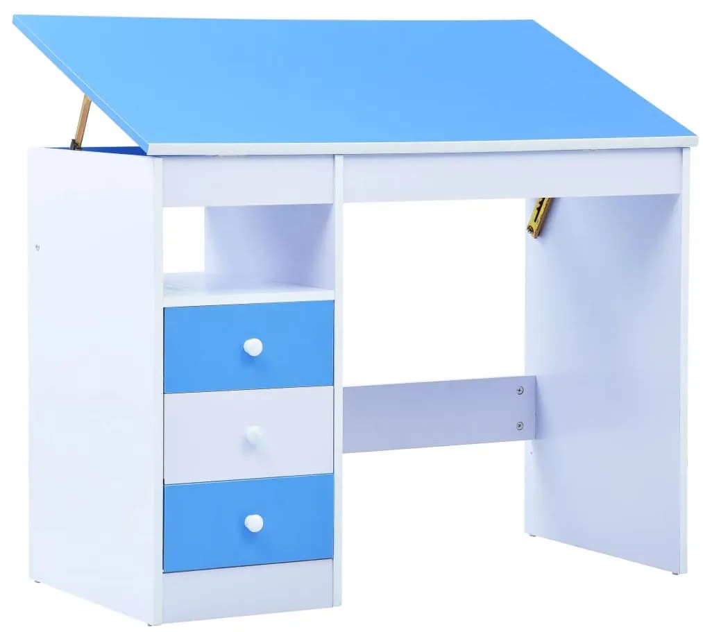 Detský stôl na kreslenie sklápací modrý a biely 287446