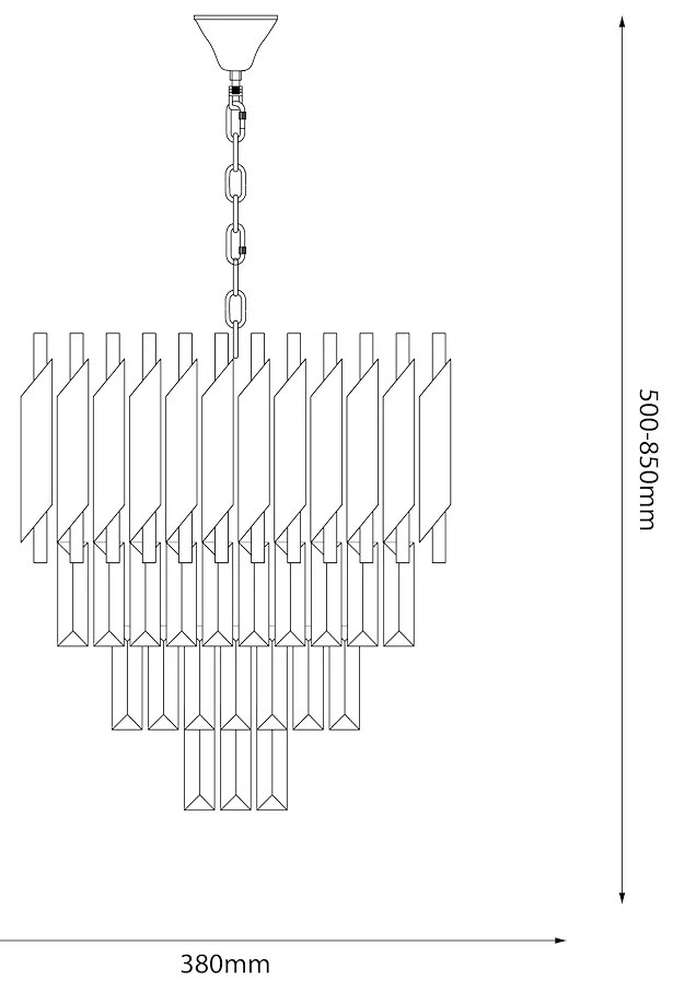 Luster Cristal, 1x krištáľové/zlaté/čierne kovové tienidlo, (fi 38cm), g