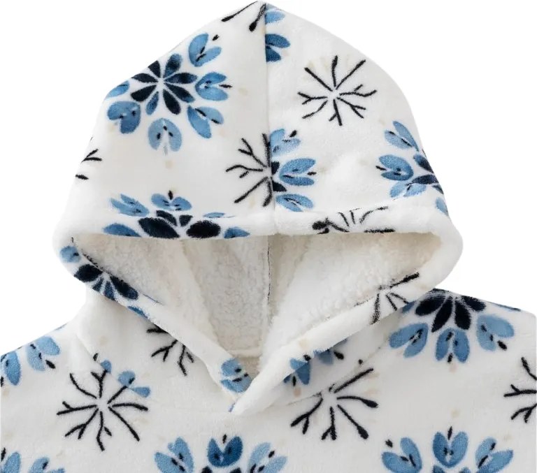 Baránková mikinová deka s rukávmi a kapucňou ICY FLAKES, biela
