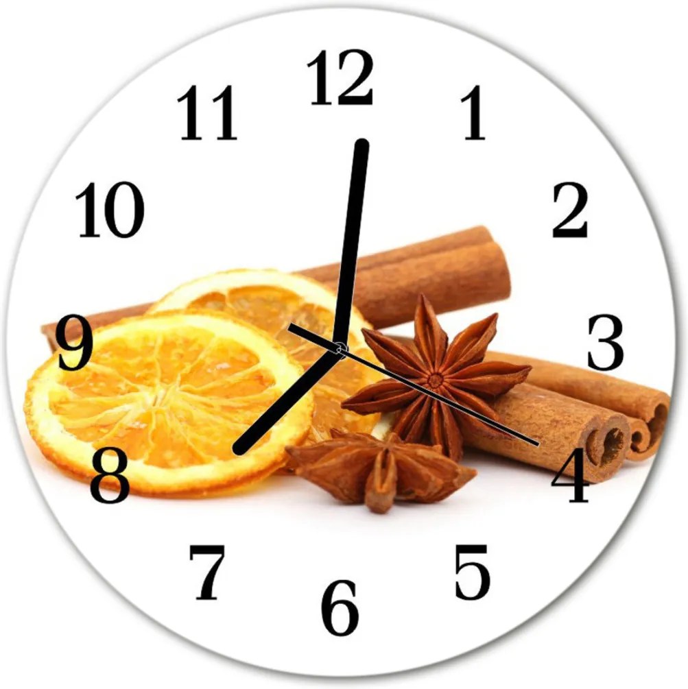 Sklenené hodiny okrúhle  vanilkový citrón