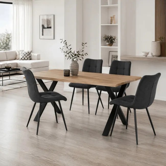 Jedálenský stôl 160x90 cm HT-F4316 OAK divoký dub / čierne nohy