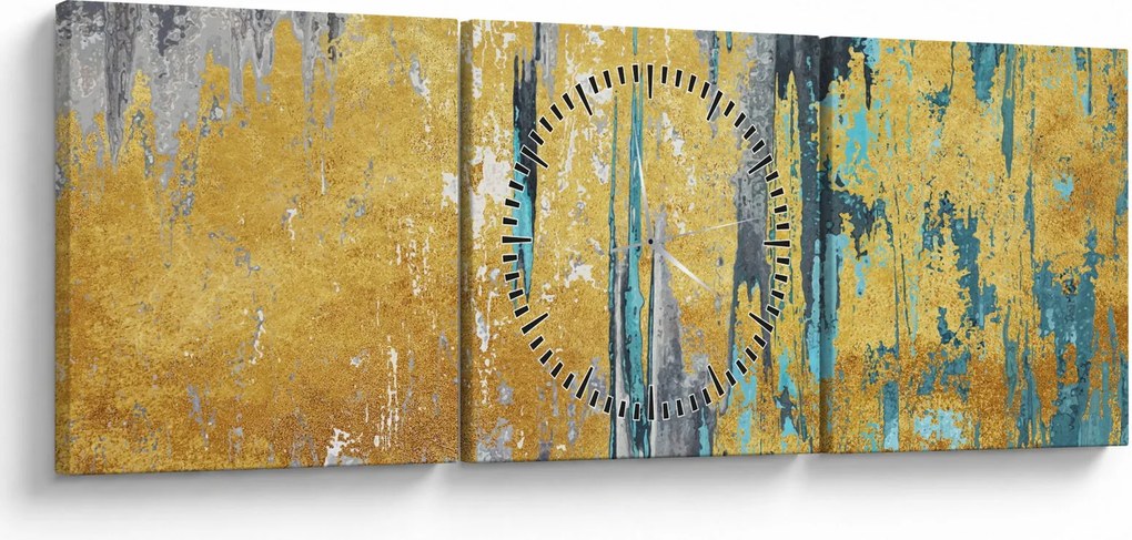 Obraz - Zlatý design (s hodinami) (90x30 cm)