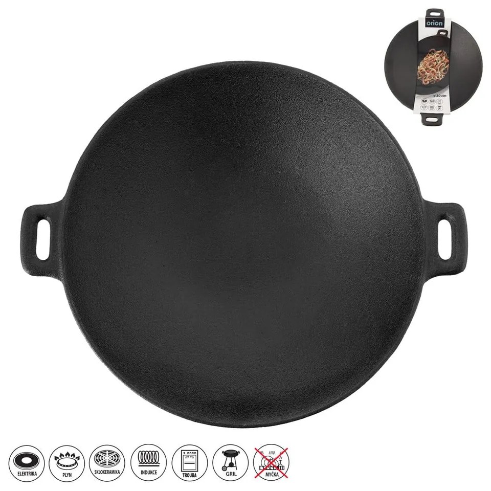 Wok liatinová panvica ø 30 cm Litina – Orion