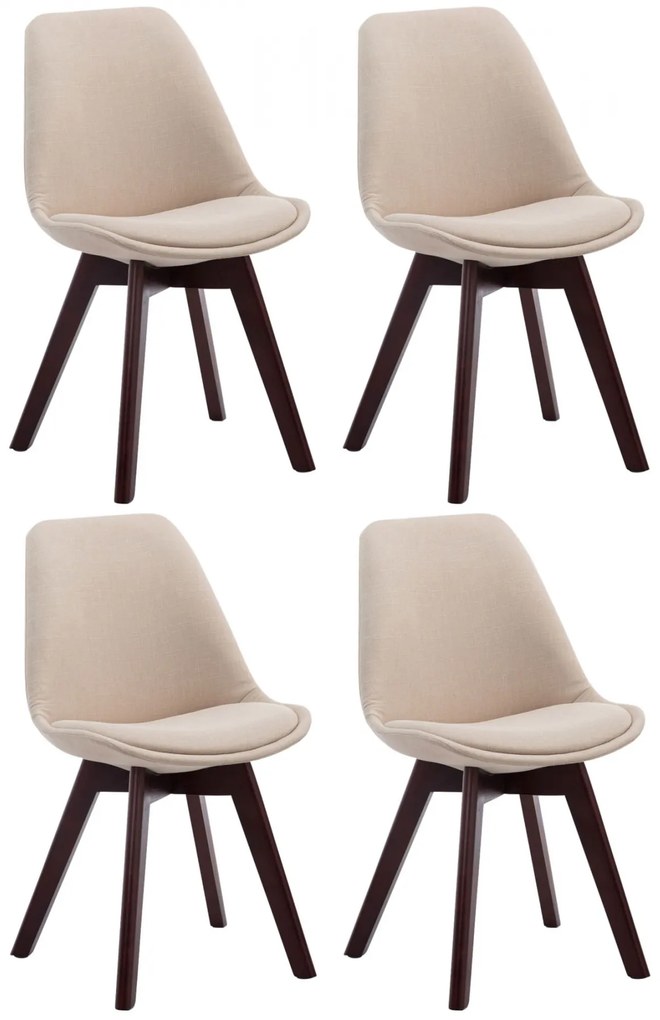 Stolička Borne V2 látka (SET 4 ks), drevené nohy orech - Krémová