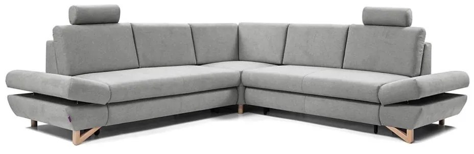 Rozkladacia rohová čalúnená sedacia súprava s úložným priestorom tvaru L AVESTA sivá