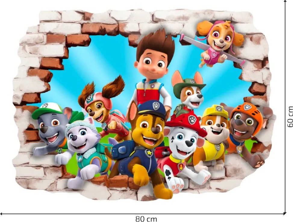 Samolepka na stenu "PAW Patrol" 80x60 cm