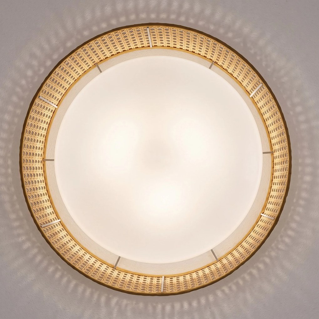 Toolight Toolight, LED stropné svietidlo plafón s ratanovým tienidlom 50cm, 4000K, APP1934-C, biela-ratan, OSW-66090