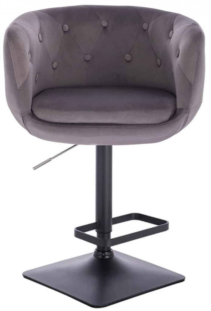 LuxuryForm DESIGN Barová stolička MONTANA VELUR na čiernej hranatej podstave - šedá