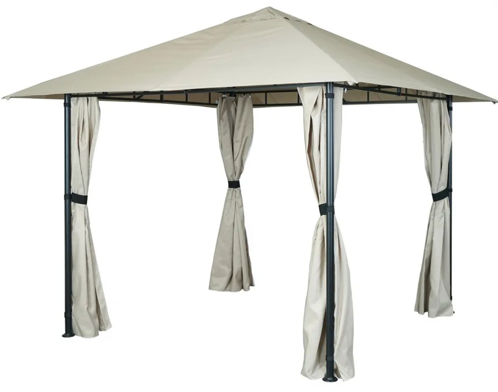 Pergola HWC-J63 so strechou a bočnou stenou 3x3m - krémová