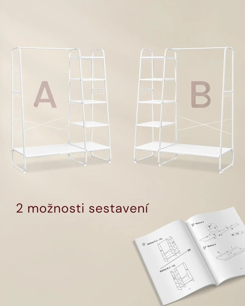 Stojan na oblečenie s botníkom Vasagle Greya biely II