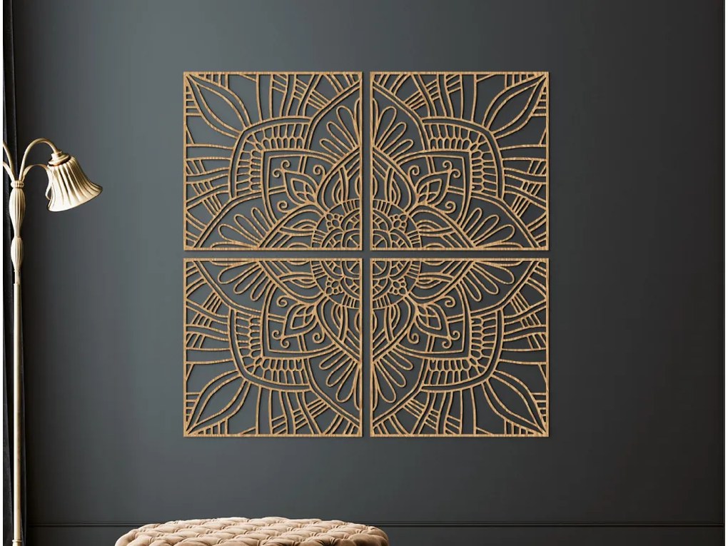 drevko Viacdielna mandala na stenu Rovnováha Rozmer obrazu: 133 x 133,5 cm, Farba dekorácie: Čierna