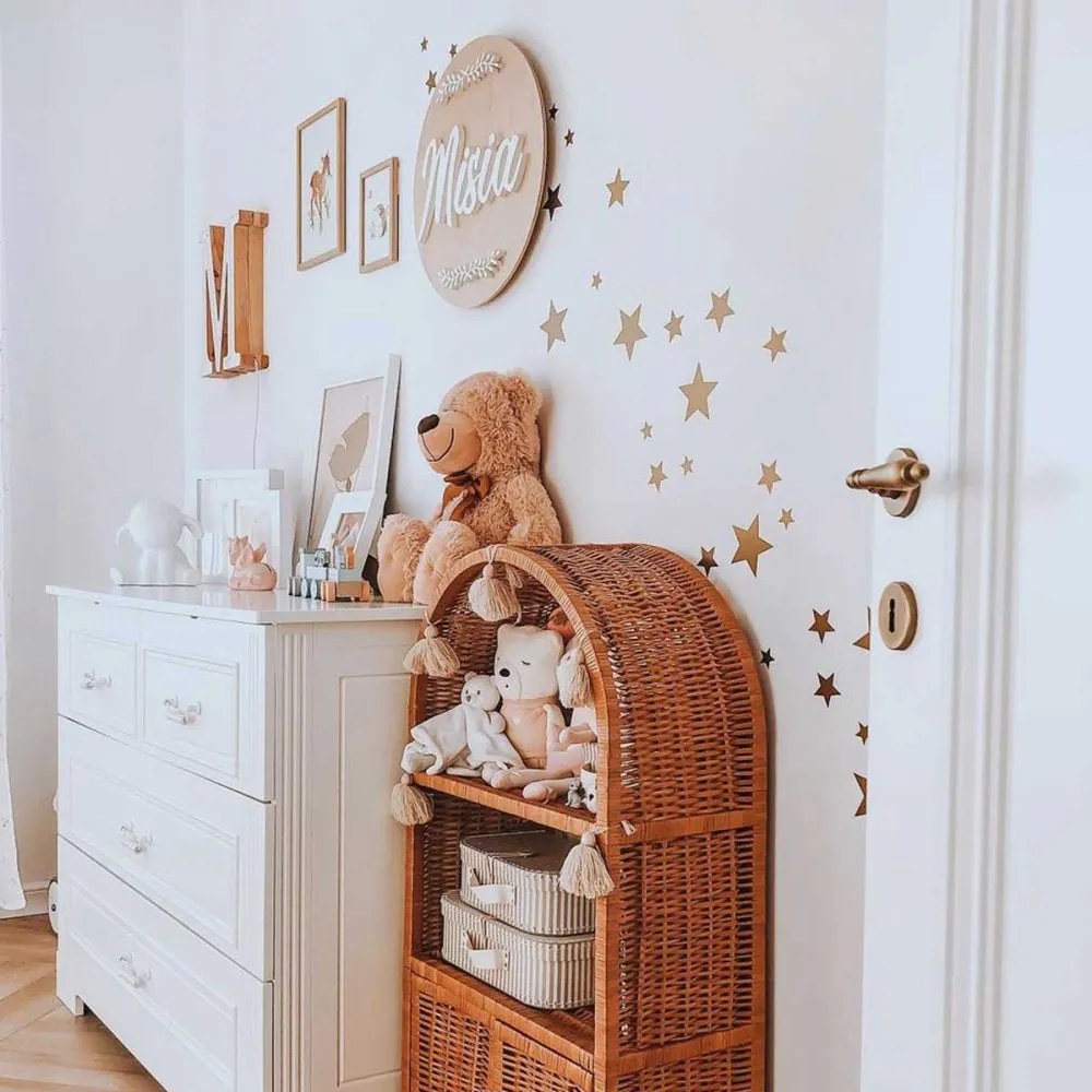 Samolepka do detskej izby sada hviezdy zlatá 3-8cm