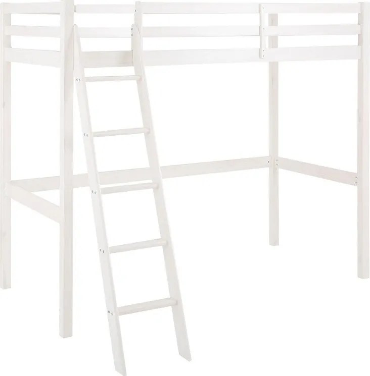 Biela vyvýšená posteľ z borovicového dreva Støraa Alpi2