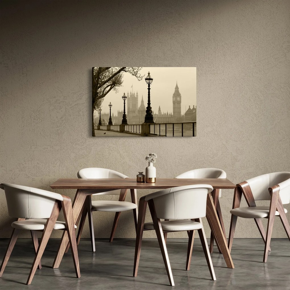 Obraz - Londýn v hmle, Anglicko (90x60 cm)