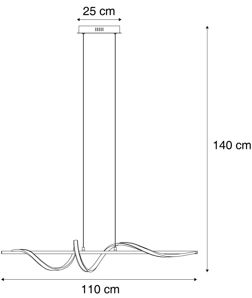 Dizajnové závesné svietidlo čierne 110 cm vrátane LED 3-stupňové stmievateľné - Wokkel