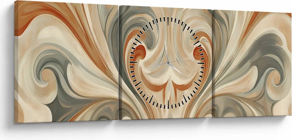 Obraz - Vír v zemitých farbách (s hodinami) (90x30 cm)
