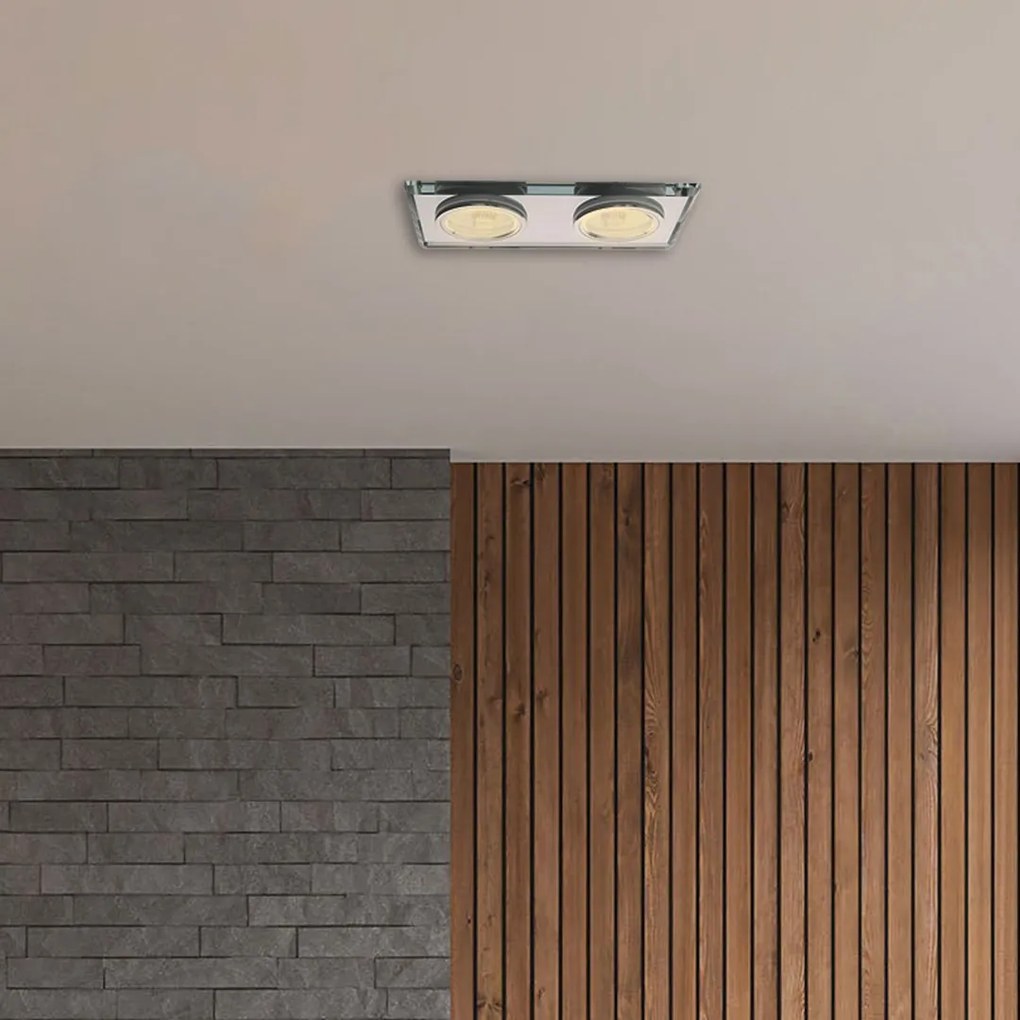 Podhľadové svietidlo Glass Square II, 1x sklenené/strieborné kovové tienidlo, s