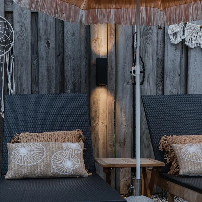 Moderná nástenná lampa čierna 2-žiarovková GU10 AR70 IP54 - Baleno