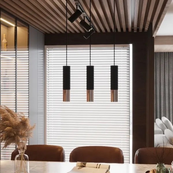 Sollux SL.0946 - Luster na lanku LOOPEZ 1xGU10/10W/230V čierna/meď