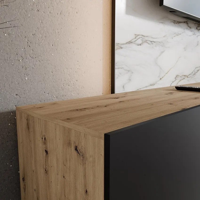 TV stolek LIO 300 cm - dub artisan/čierny mat