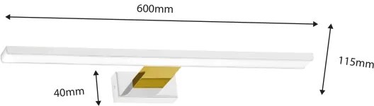 LED Kúpeľňové osvetlenie zrkadla SHINE LED/13,8W/230V 60 cm IP44 biela/zlatá