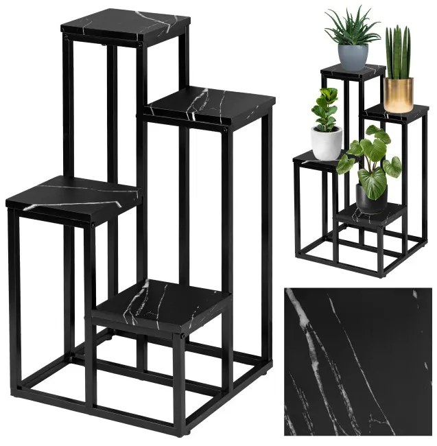 Stojan na kvety MOGREN čierny mramor