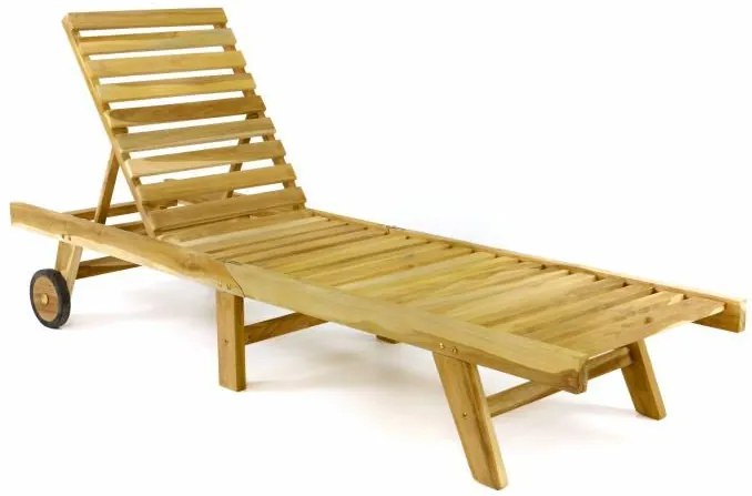 Divero 47384 Sklopné lehátko z neošetreného teakového dreva