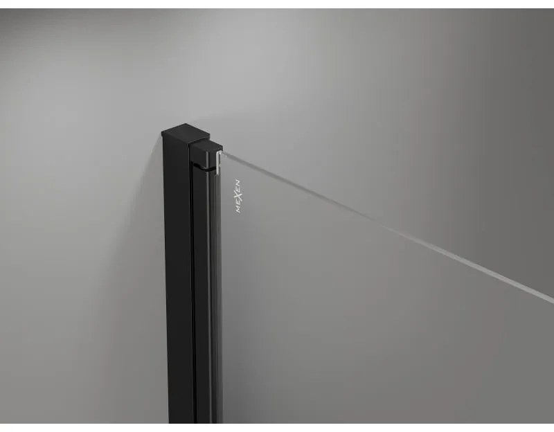 Mexen Mist-B Duo, 2-krídlový výklopný sprchový kút 70 x 70 cm, číre sklo-čierny rám, 8A2-070L-070P-70-70