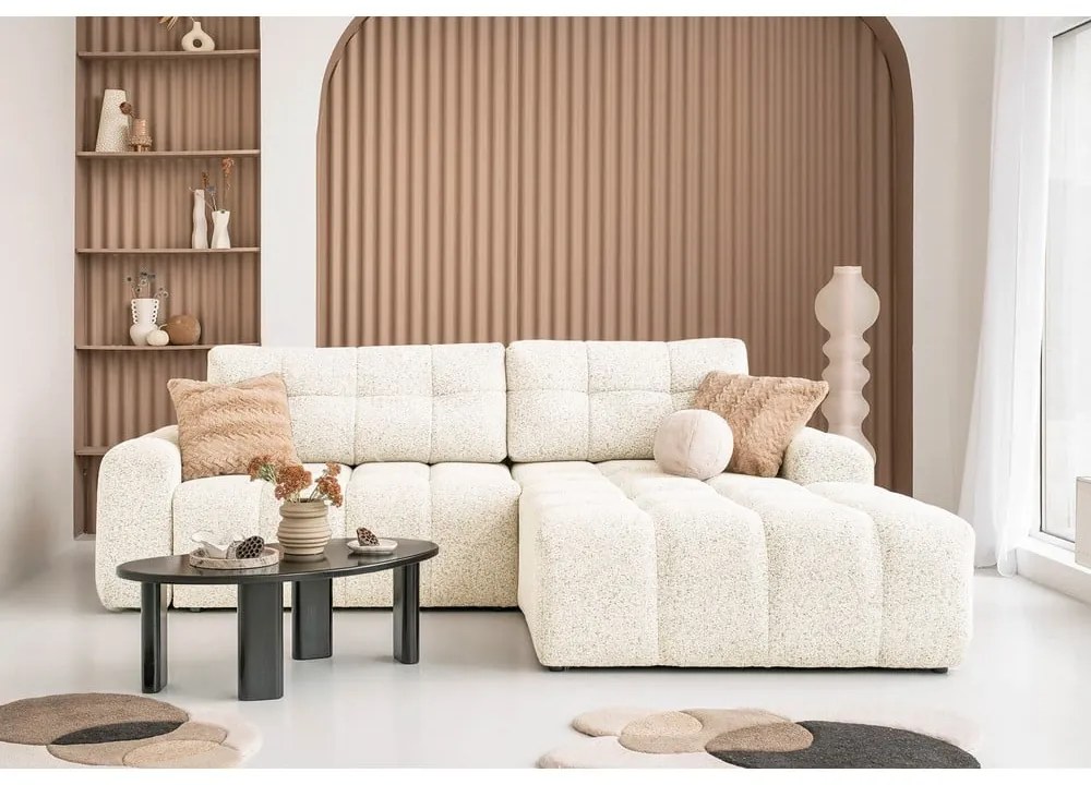 Krémová rozkladacia modulárna rohová pohovka s úložným priestorom (pravý roh) Lulu – Miuform