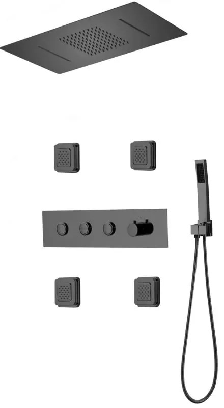 Mexen Soler, podomietkový sprchový set, čierna matná, 7601-04-70