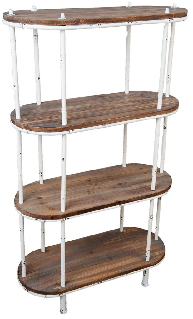 Drevený policový regál Lisa s bielou kovovou konštrukciou - 70 * 30 * 120 cm