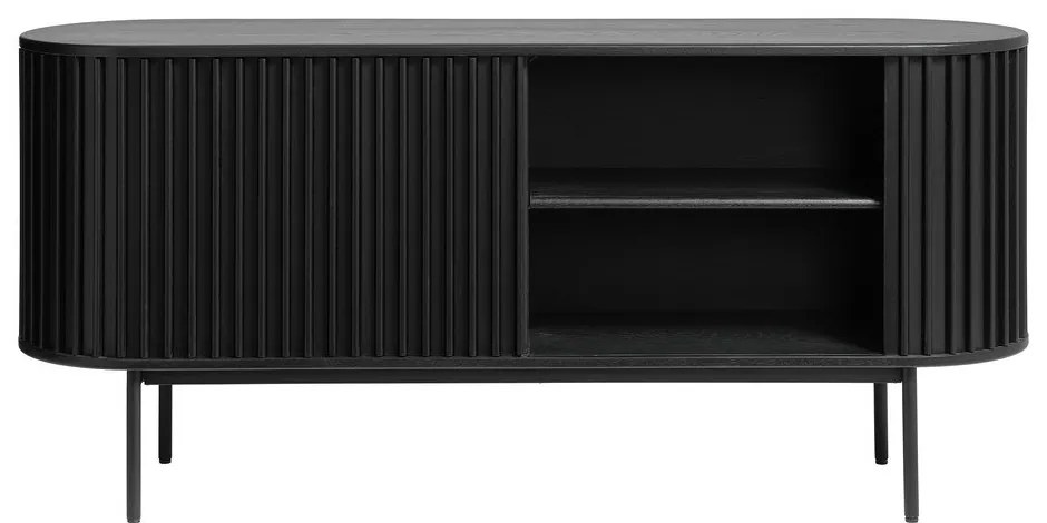 Čierna nízka komoda v dekore duba s posuvnými dverami 73x160 cm Siena – Unique Furniture