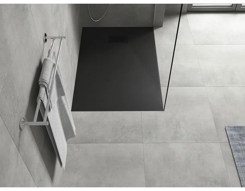 Mexen Hugo, obdĺžniková sprchová vanička SMC 100 x 80 cm, čierna, čierna krytka, 42708010-B