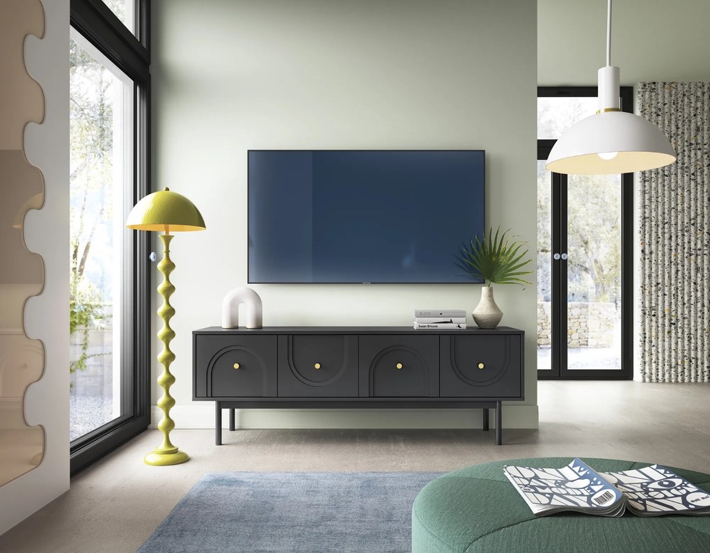 TV stolík Mazoma 154 cm čierny/zlatý