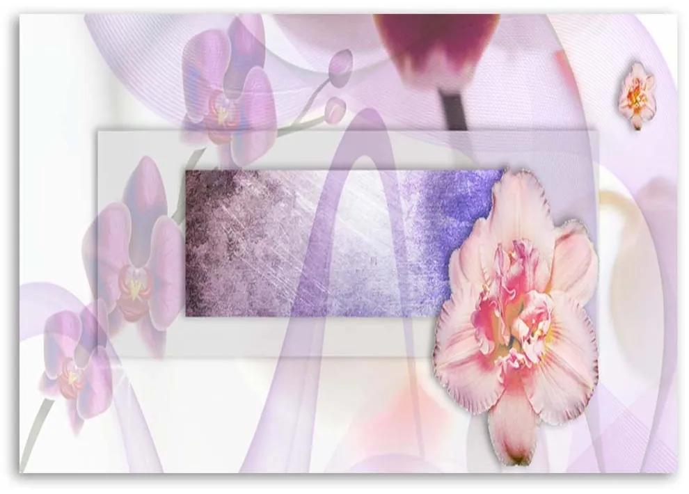 Obraz na plátně Abstraktní květiny fialové - 100x70 cm