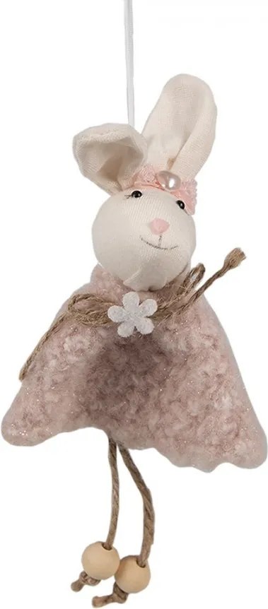 Závesný veľkonočný zajačik s ružovými šatami Magiccal - 8*3*16 cm