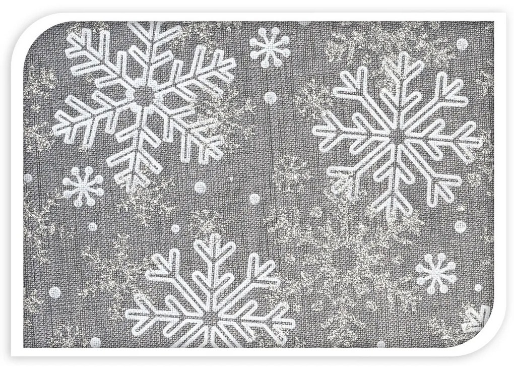 Dekoratívna látka Big snowflakes sivá, 21 x 250 cm