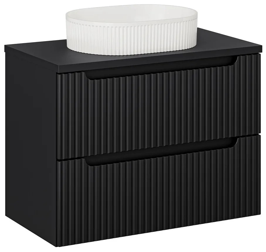 Závesná skrinka Nova Black II s doskou a umývadlom 80 cm čierna/biela