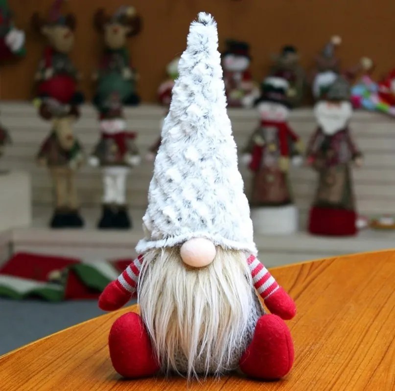 Vánoční skřítek ELF 011 - 40 cm červený/šedý